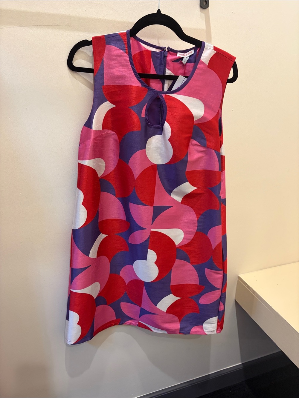 Frances Valentine Sleeveless Abstract Print Dress in Red, Pink & Purple